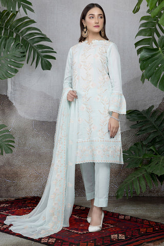 Dyed & Hand Embroidered 3 Pcs Suit
