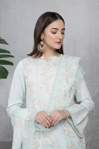 Dyed & Hand Embroidered 3 Pcs Suit