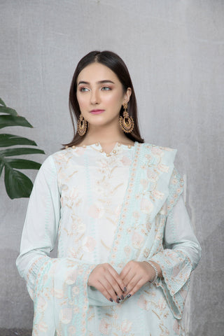 Dyed & Hand Embroidered 3 Pcs Suit