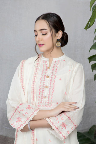 Dyed & Embroidered 3 Pcs Suit
