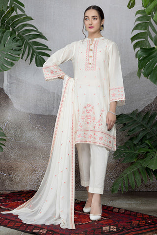 Dyed & Embroidered 3 Pcs Suit