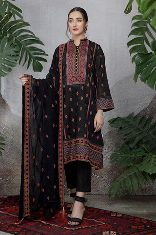 Dyed & Embroidered 3 Pcs Suit