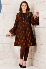 Printed shirt with embroidered lace