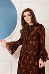 Printed shirt with embroidered lace