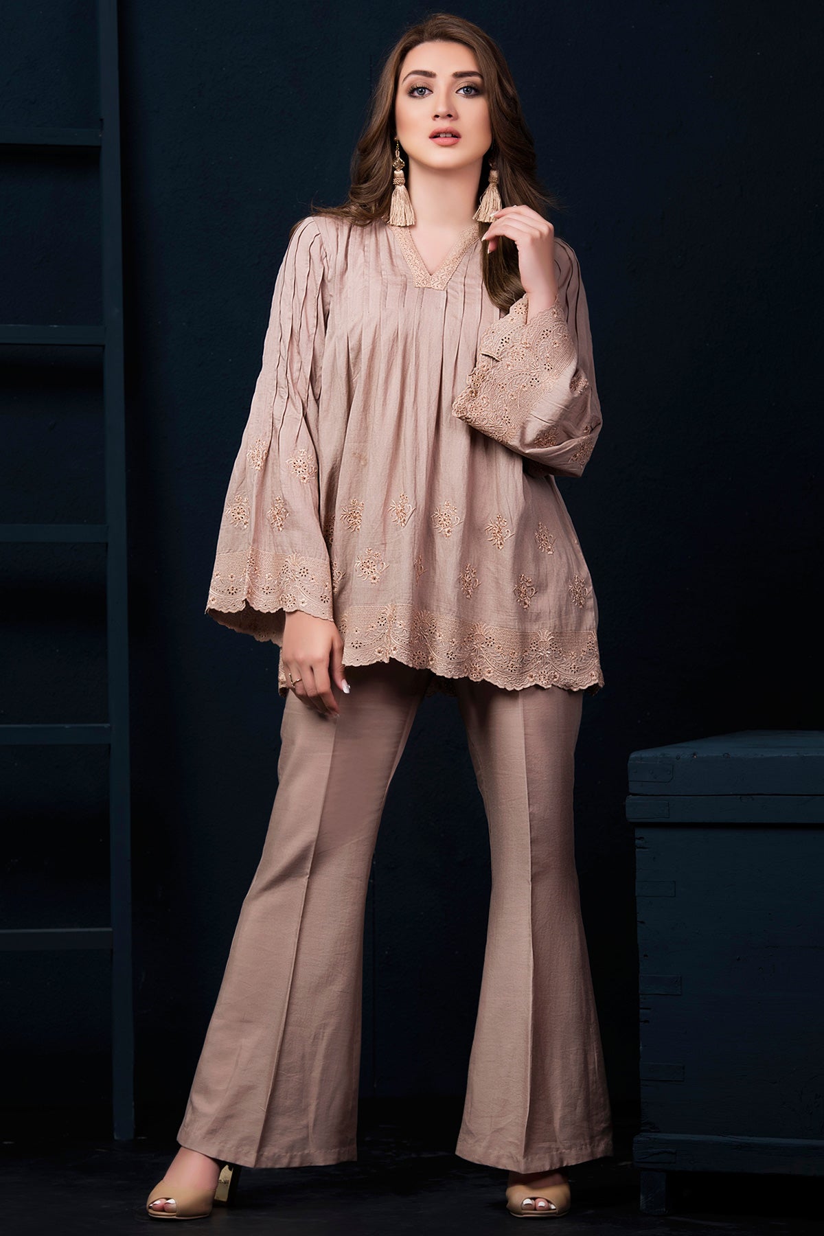 Embroidered Shirt & Dyed Trouser