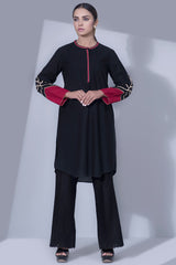 Cut And Sew Solid Color Shirt With Patchwork