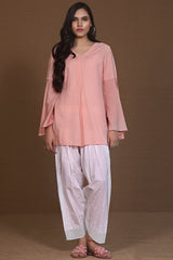 Plain Pink Top In Karandi