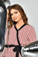 Pin Stripes Wrap Around Shirt